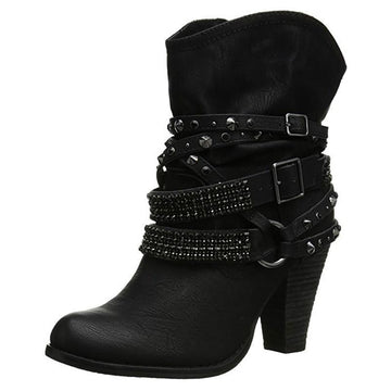 Women Fashion Short Rhinestone Booties
