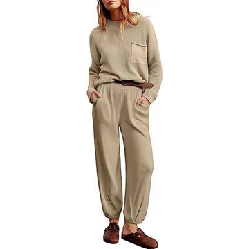 Two Piece Outfits Knitted Long Sleeved Sweater Sets
