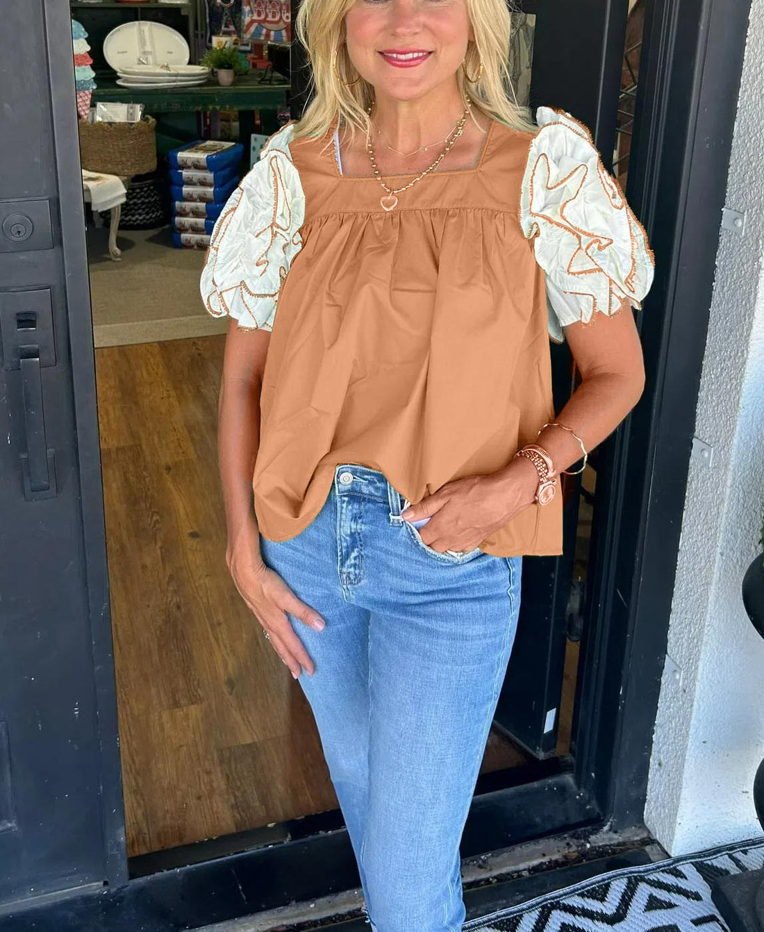 Women's Ruffle Sleeve Top