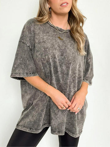 Women's Mineral Acid Wash Oversized Tee Casual Top