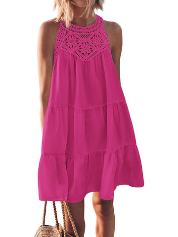 Women's Summer Hollow Out Casual Sleeveless Dresses