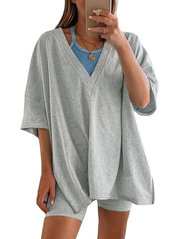 2025 Women's Oversized T-Shirts Biker Short Sets Hot Shot Reversible Set