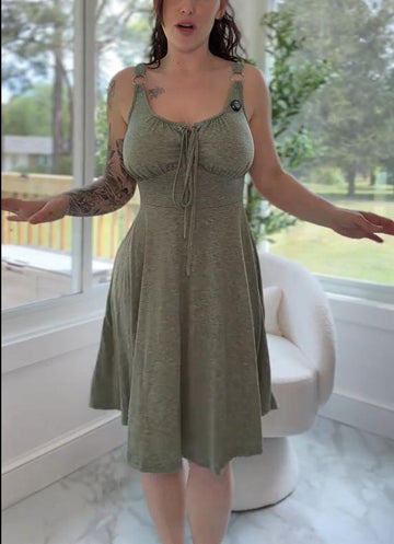Women'S Casual A-Line Metallic Corduroy Dress with Grommets