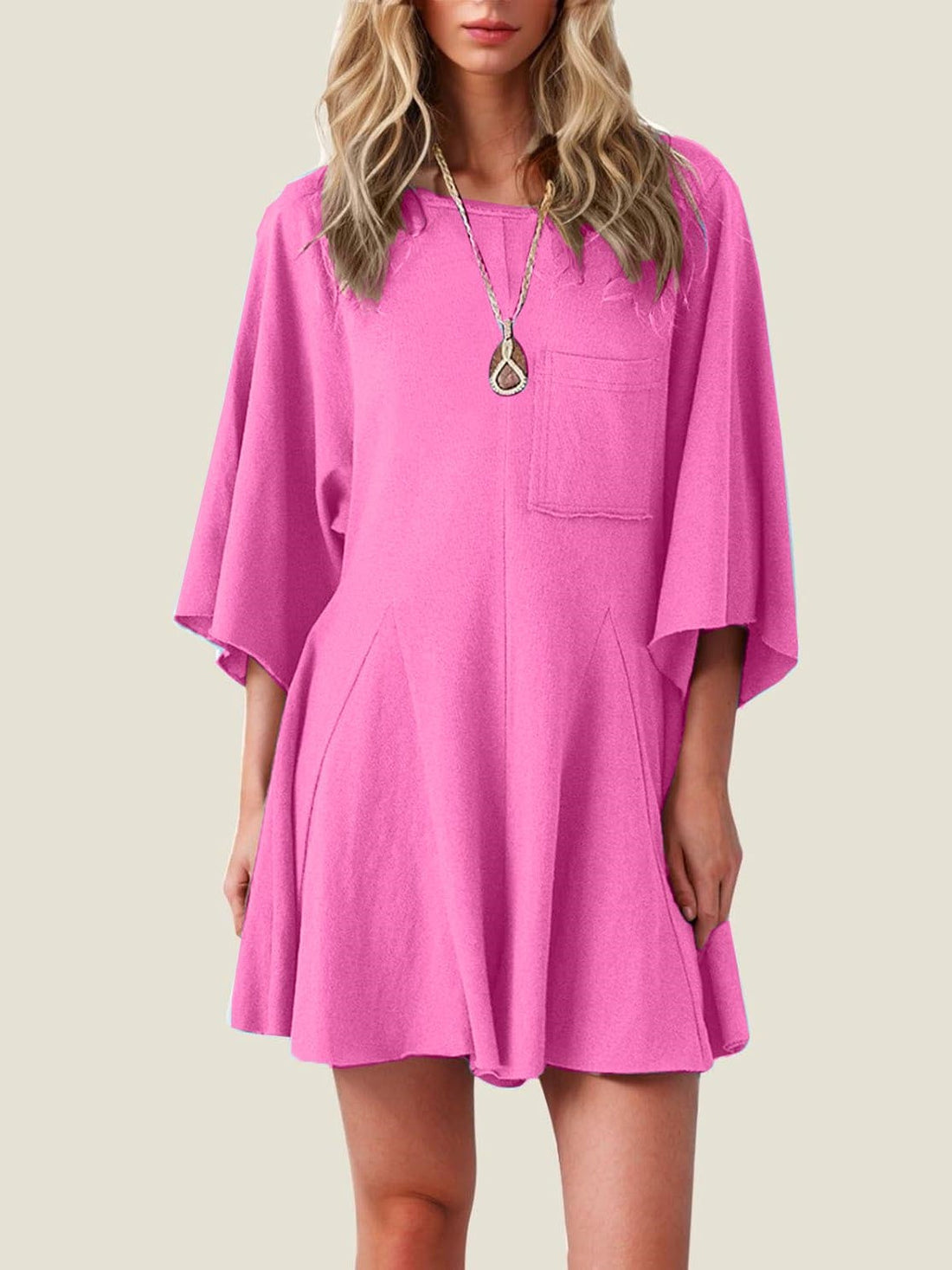 Women's Short Sleeve Loose Ruffled Short Romper Dress with Pocket