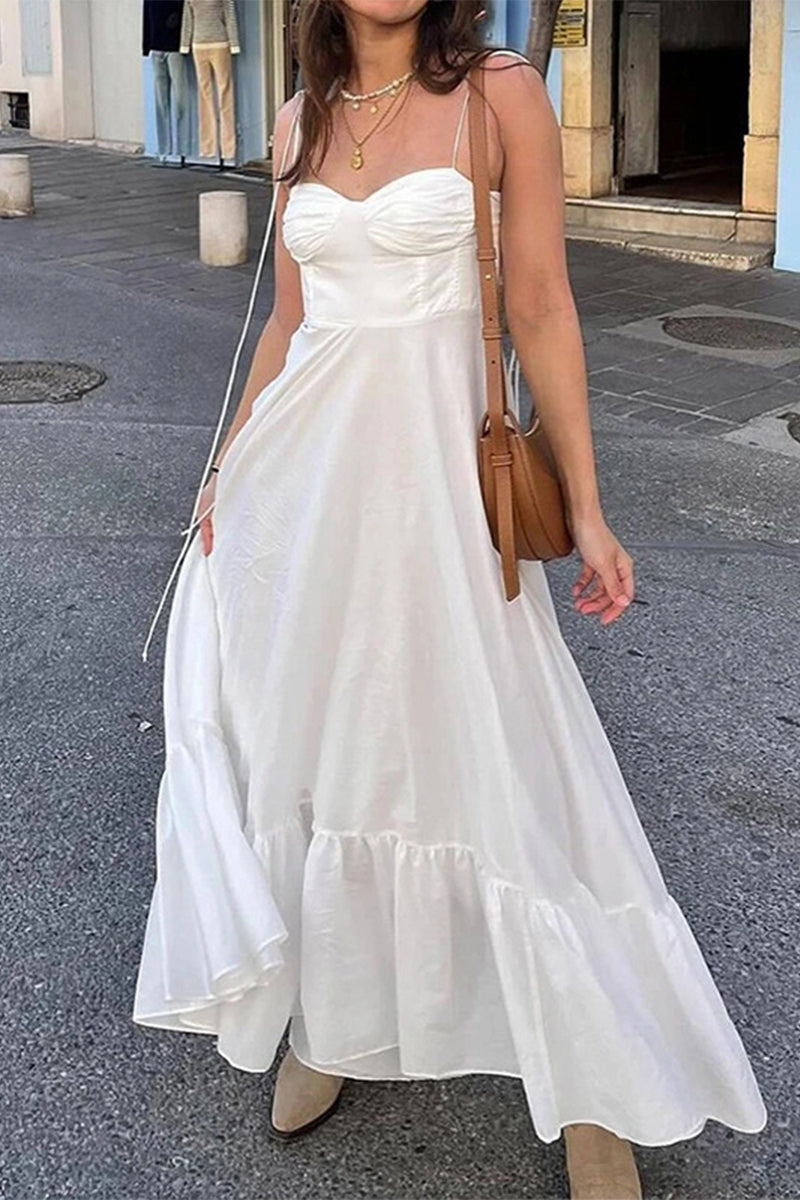 Lace Up Backless Sling Dresses