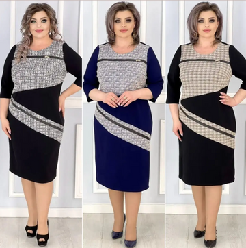 Elegant Round Neck 3/4 Sleeve Dress