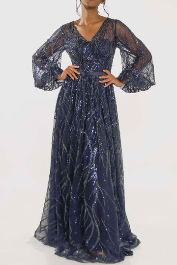 V-Neck Tassel Sequin Party Dress