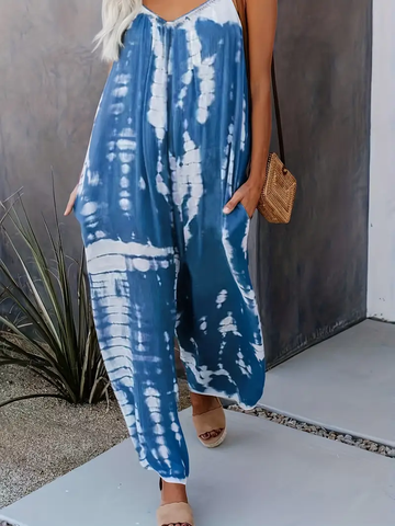 Women's Casual Tie-Dye Cami Wide Leg Jumpsuit