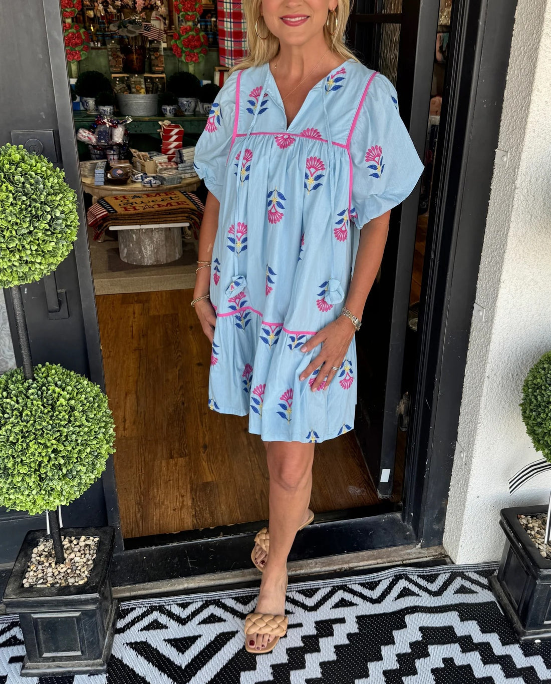 Women's Puff Sleeve Cute Floral Dress