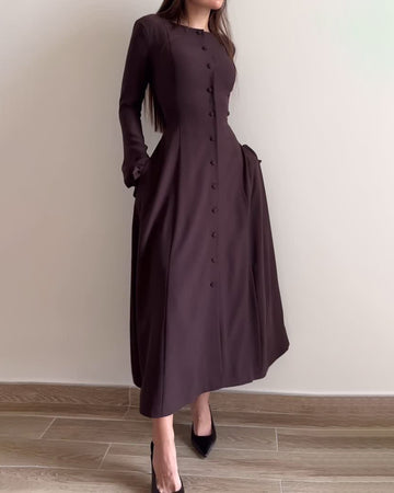 Elegant Solid Color Dress