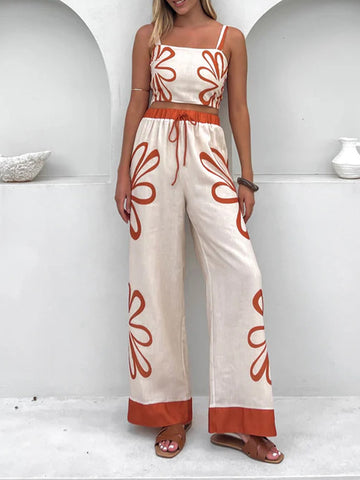 Stylish Floral Halter Top & Pants Set