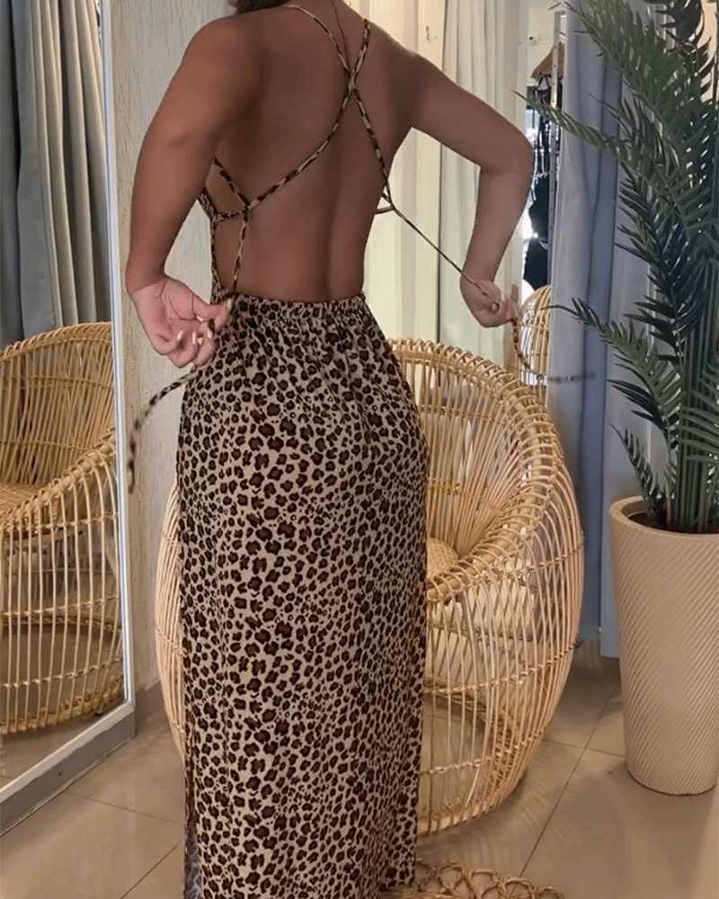 Printed Backless Dress