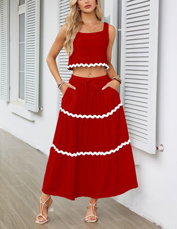 Women's Summer 2 Piece Casual Sleeveless Beach Outfit