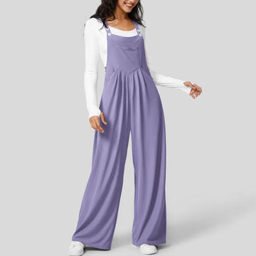 Adjustable Strap Button Multiple Pockets Plicated Waffle Casual Overalls