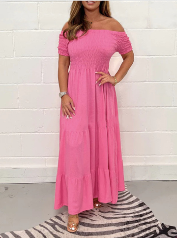 Women's Casual Solid Color Embroider Swing Dress