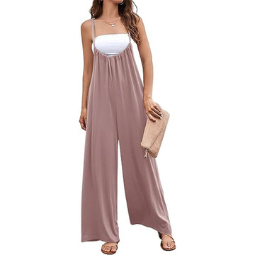 Women's Casual Loose Sleeveless Jumpsuits Spaghetti Straps with Pockets