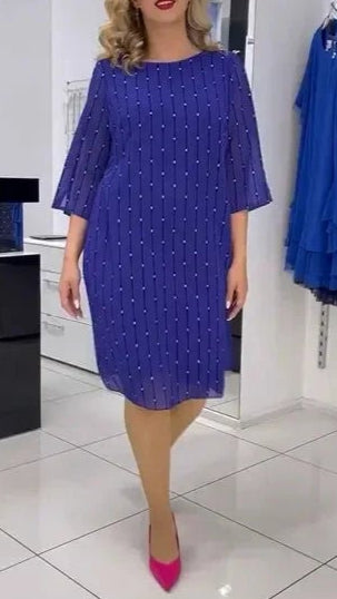Slim Fit Crew Neck Printed Dress