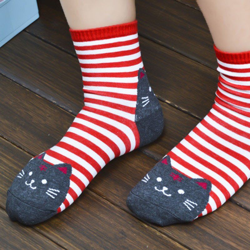 12 Pairs Cat Socks Warm Gift for Cat Lovers