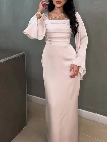 Stylish Lace-Up Long-Sleeved Slim-Fit Dress