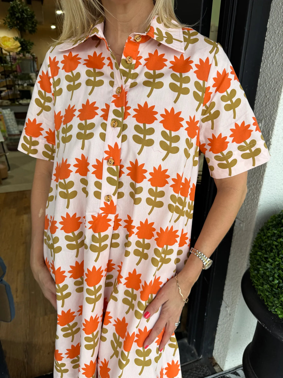 Women's Casual Blooming Tulips Print Dress