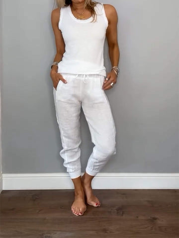 Women's Cotton and Linen Vest & Pants Set