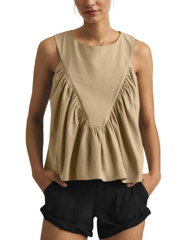Women's Casual Loose Sleeveless Pleated Tnak Top