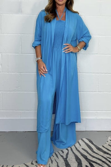 Women's Backless Lace-Up Two-Piece Wide Leg Set