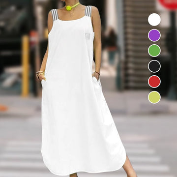 Wide Strap Maxi Dress with Pockets