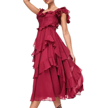 Women's Off-The-Shoulder Ruffled Maxi Dress