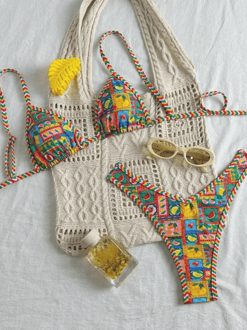 Women's Leopard & Fruits Print Bikini Set, Ladies Swimsuit for All Seasons
