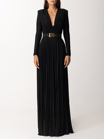 Stylish Elegant V-neck Lace Pleated Evening Dress