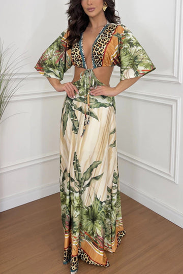 Tie-up Cutout Vacatuon Maxi Dress