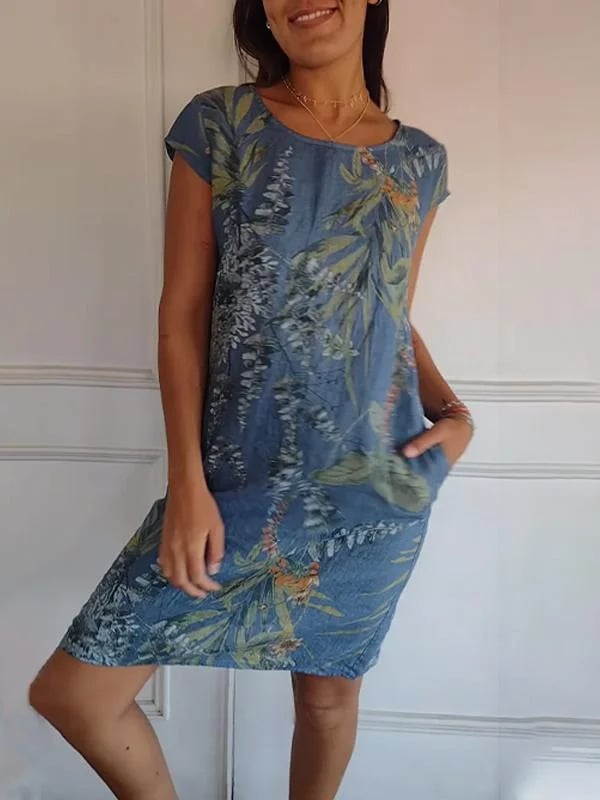 Casual Printed Dress with Pockets