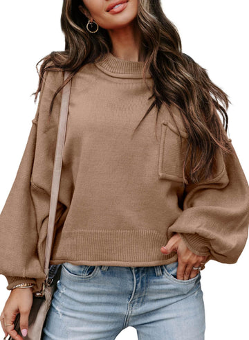 Women's Lantern Long Sleeve Sweater Casual Knitwear Tops