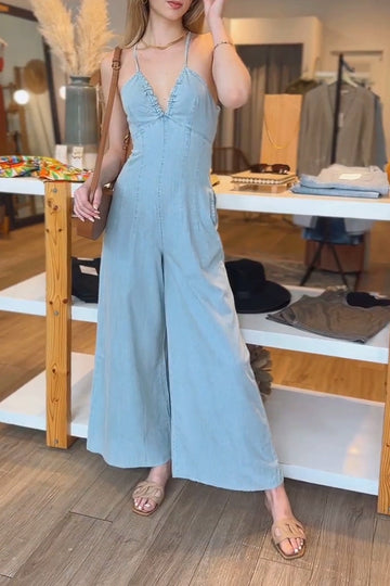 Suspender Denim Jumpsuit