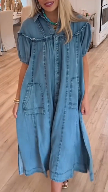 Women's Lapel Tencel Denim Casual Dress