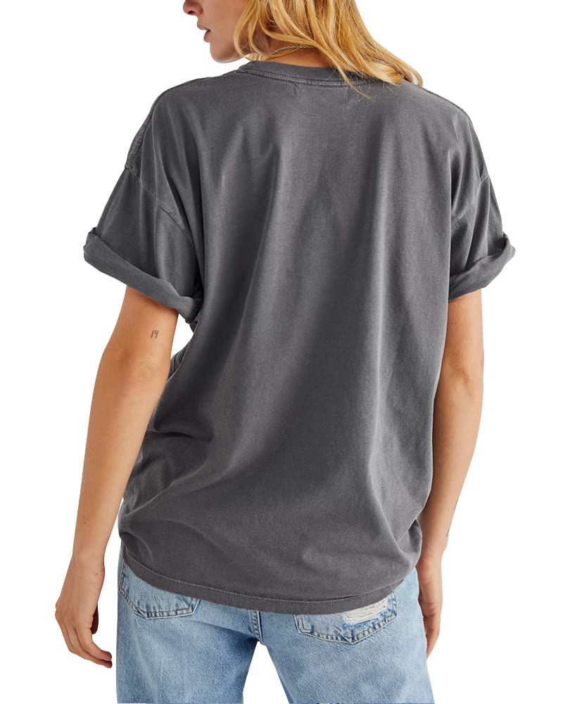 Women's Rose Graphic Tee T Shirt Loose Fit Summer Short Sleeve Casual Tops