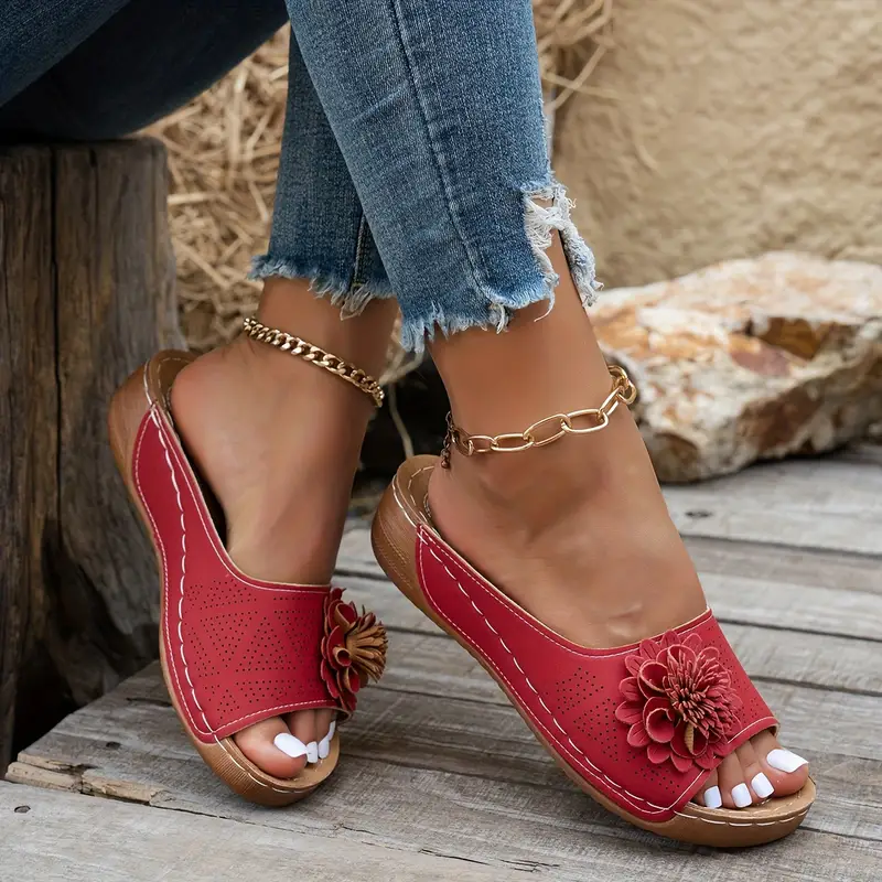 Chic Floral Embellished Comfort Sandals