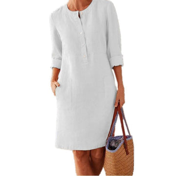 Plus-Size Cotton Linen Dress