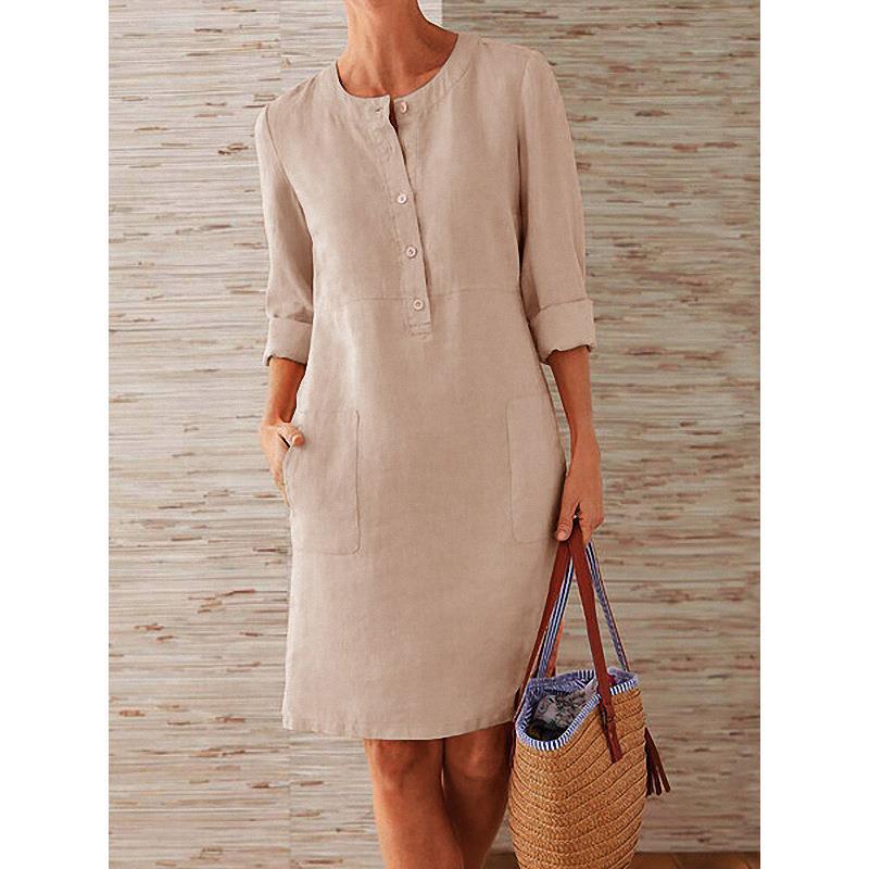 Plus-Size Cotton Linen Dress
