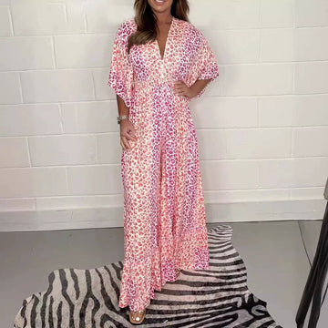 2025 V-Neck Leopard Print Jumpsuit