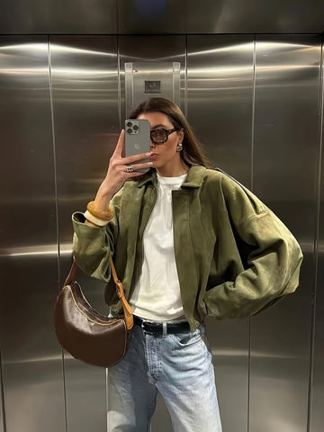 Women's Casual Loose-Fit Solid Color Jacket