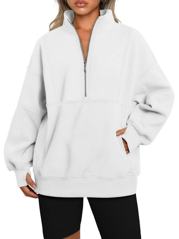 Women's Half Zip Oversized Sweatshirts with Pockets
