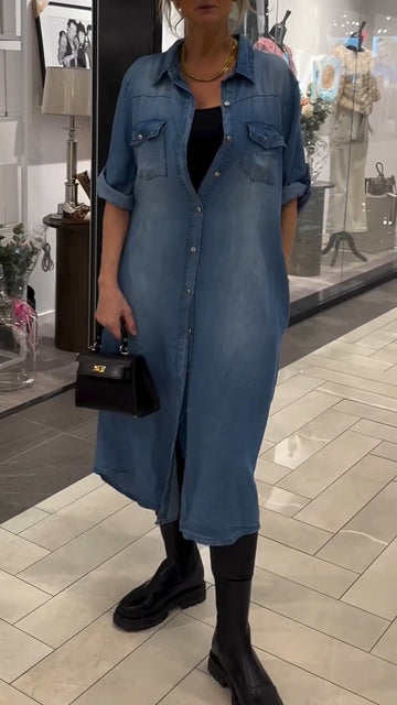 Women's Lapel Casual Denim Dress