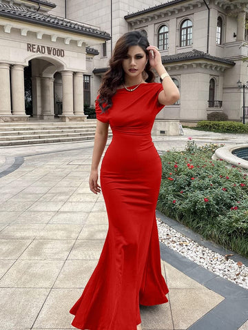 2025 Women's Elegant Sleeveless Off Shoulder Bodycon Long Formal Party Evening Dress