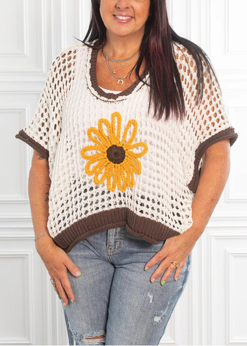 Women's Casual Hollow Daisy Short Sleeves Top