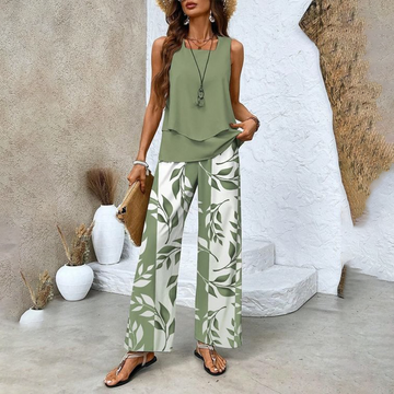 Women’s Trendy Print 2 Piece Outfits Sleeveless Top & Pants
