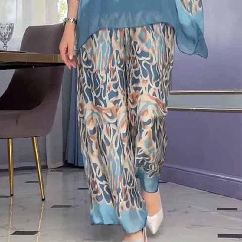 Printed Top & Wide-leg Trousers Set