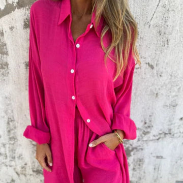 Lightweight Linen Button-Up Set - Essential Comfort for All Seasons