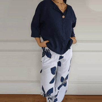 Women Crew Neck Tops & Printed Pants Set